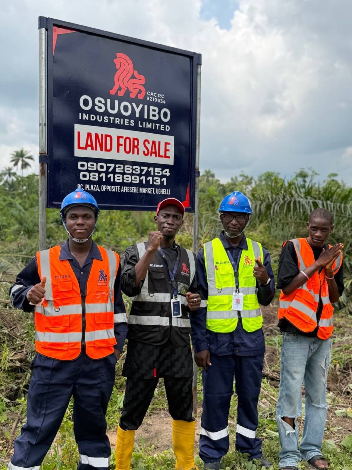 Osuoyibo Land For Sale sign on a verified site in Ughelli